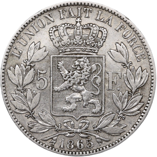 Belgique Léopold Ier (1831-1865) 5 Francs Argent 1865 24.78 gr