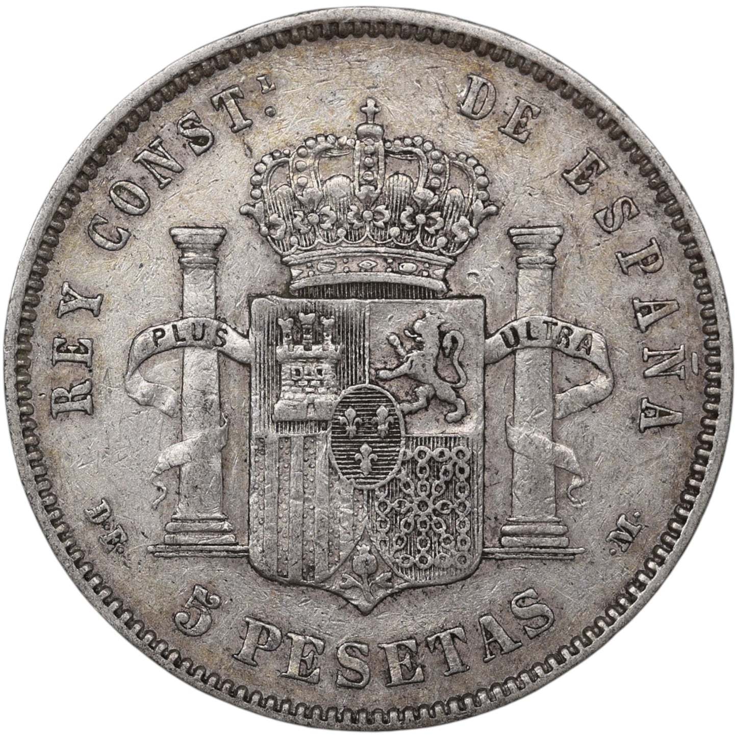 Espagne Alphonse XII (1874-1885) 5 Pesetas Argent 1877 24.86 gr