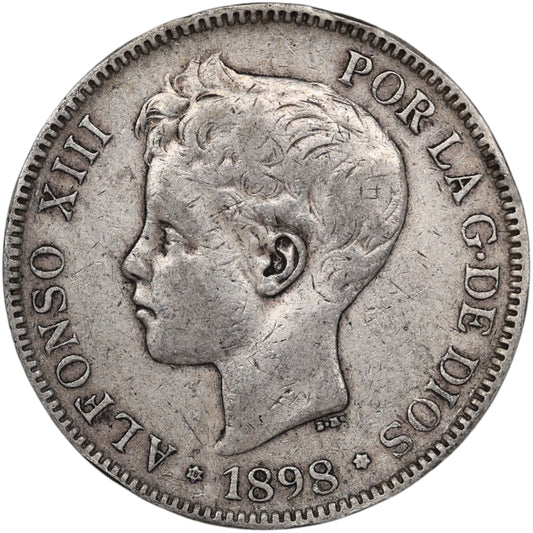 Espagne Alphonse XIII (1886-1931) 5 Pesetas Argent 1898 24.75 gr
