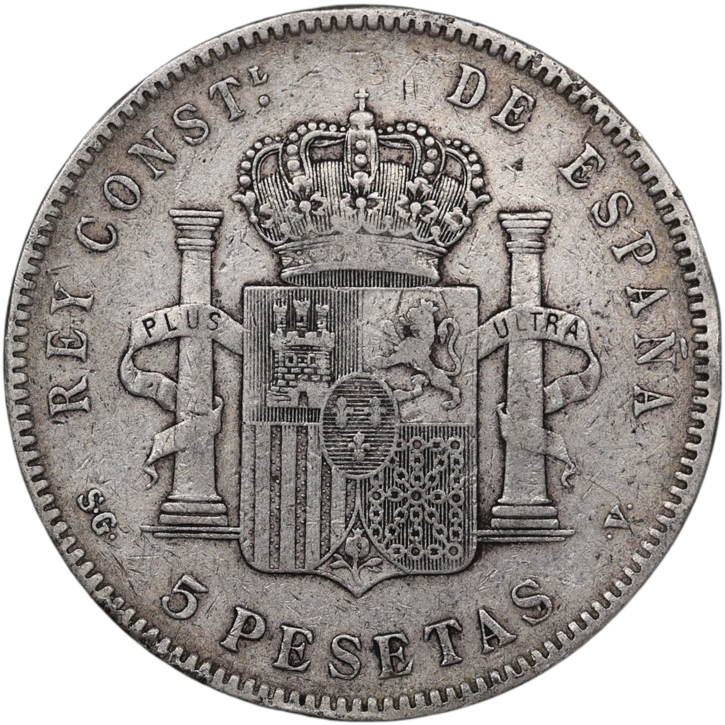 Espagne Alphonse XIII (1886-1931) 5 Pesetas Argent 1898 24.75 gr