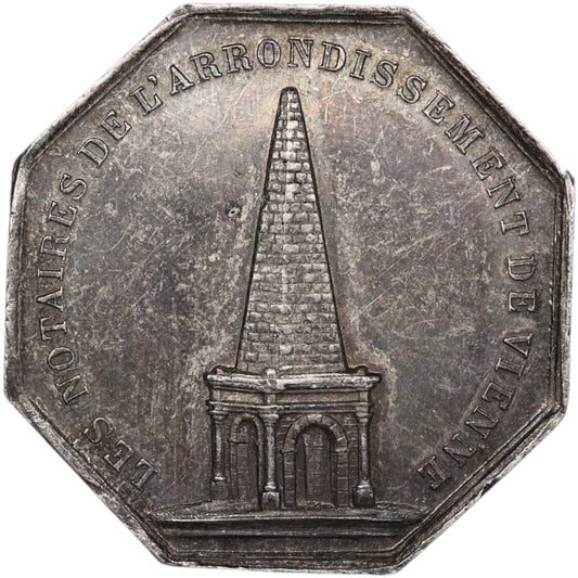 Ficha Notarios del distrito de Vienne 1837 Plata 33 mm 15,33 gr