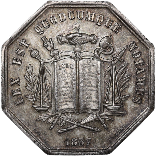 Ficha Notarios del distrito de Vienne 1837 Plata 33 mm 15,33 gr