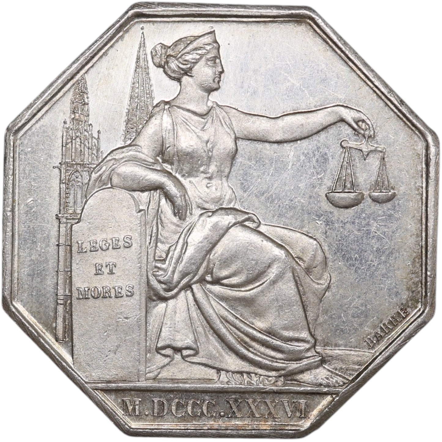 CHARTRES SILVER CHARTRES CHETTER 1836 32 mm 14.36 gr
