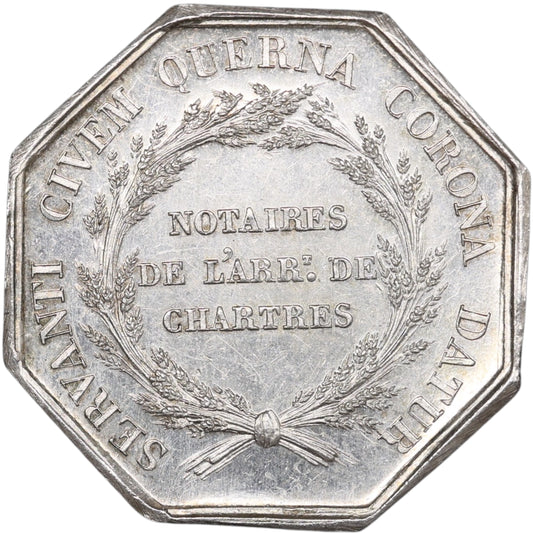 Ficha de los Notarios de Chartres Plata 1836 32 mm 14,36 gr