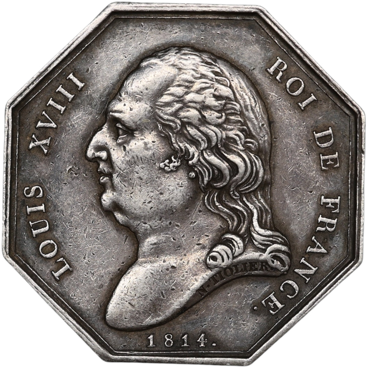 Jeton Conseil de prud'hommes Rouen 1807 Louis XVIII 1814 Argent 33 mm 14.84 gr