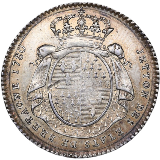 Ficha Estados de Bretaña 1780 Luis XVI Plata 6,43 gr 30 mm