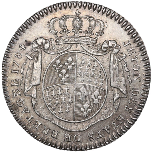 Ficha Estados de Bretaña 1784 Luis XVI Plata 7,49 gr 29 mm
