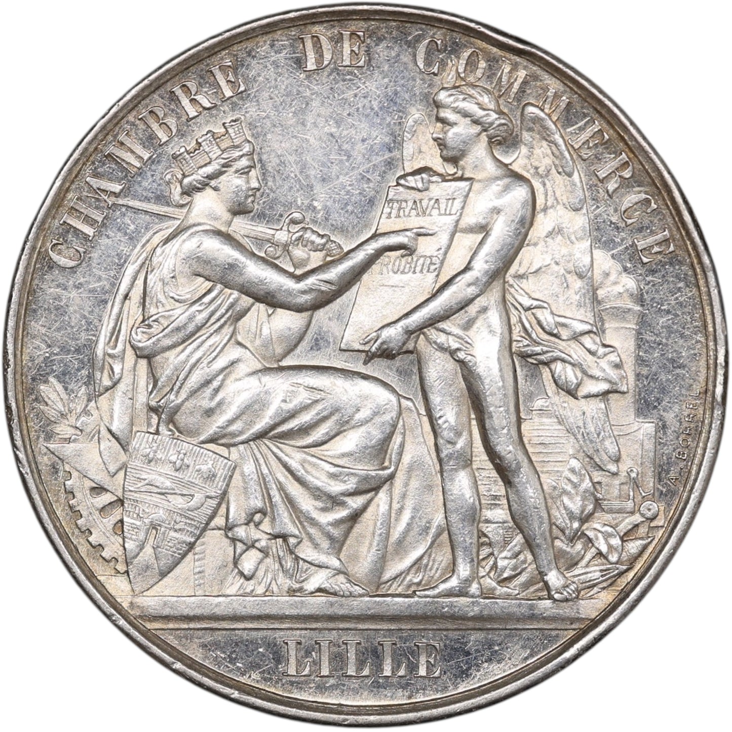 Jeton Chambre de commerce de Lille - ordonnance du 31 juillet 1714 argent 22.44 gr 37 mm