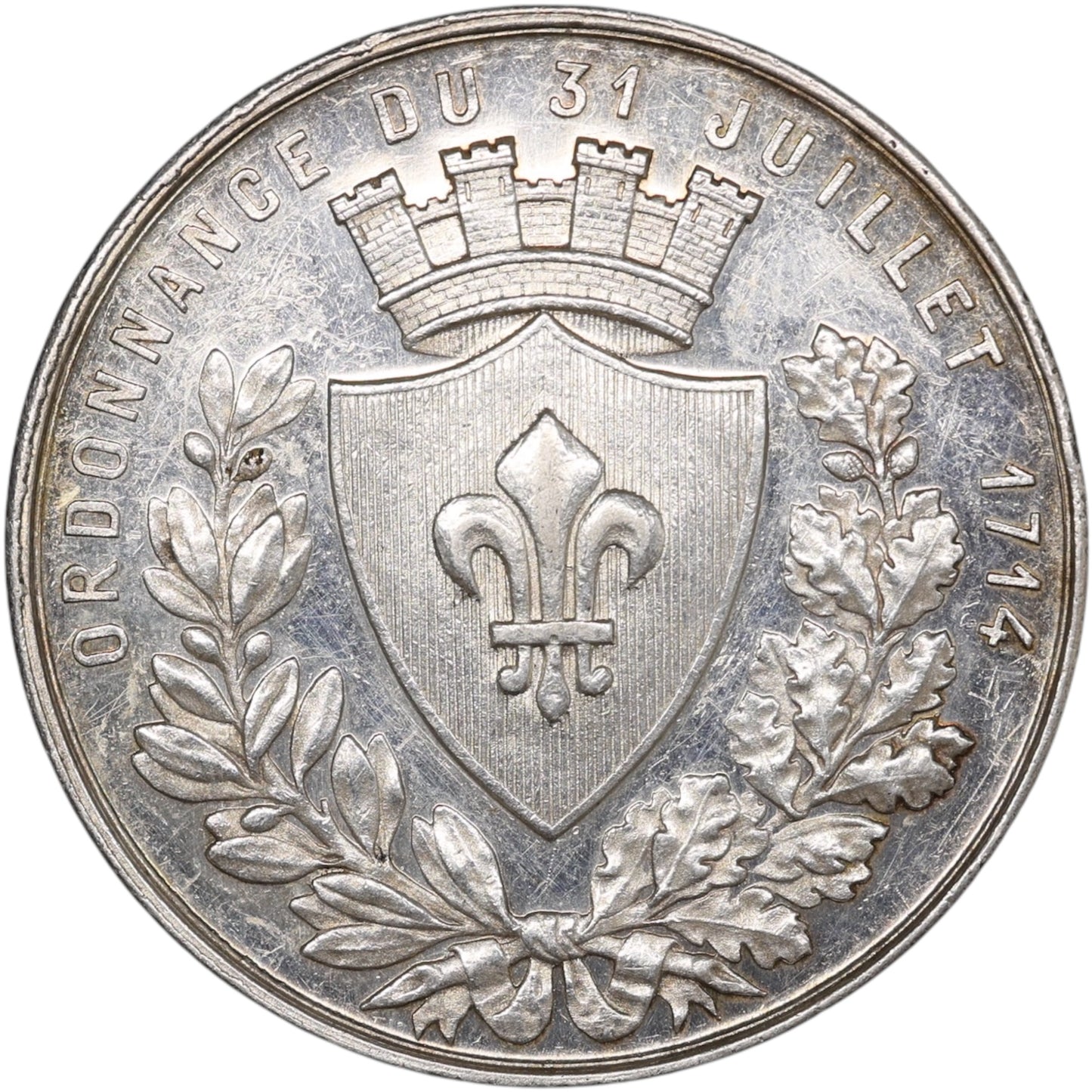Jeton Chambre de commerce de Lille - ordonnance du 31 juillet 1714 argent 22.44 gr 37 mm