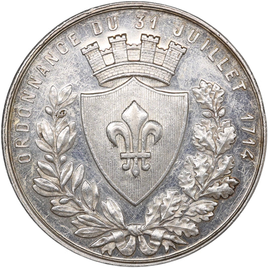 Ficha de la Cámara de Comercio de Lille - orden del 31 de julio de 1714 plata 22,44 gr 37 mm