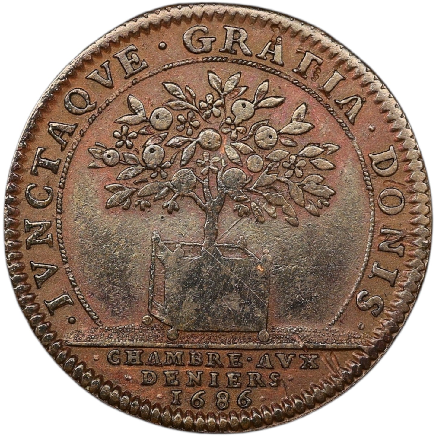 Jeton Louis XIV (1643-1715) Chambre aux deniers 1686 5.65 gr