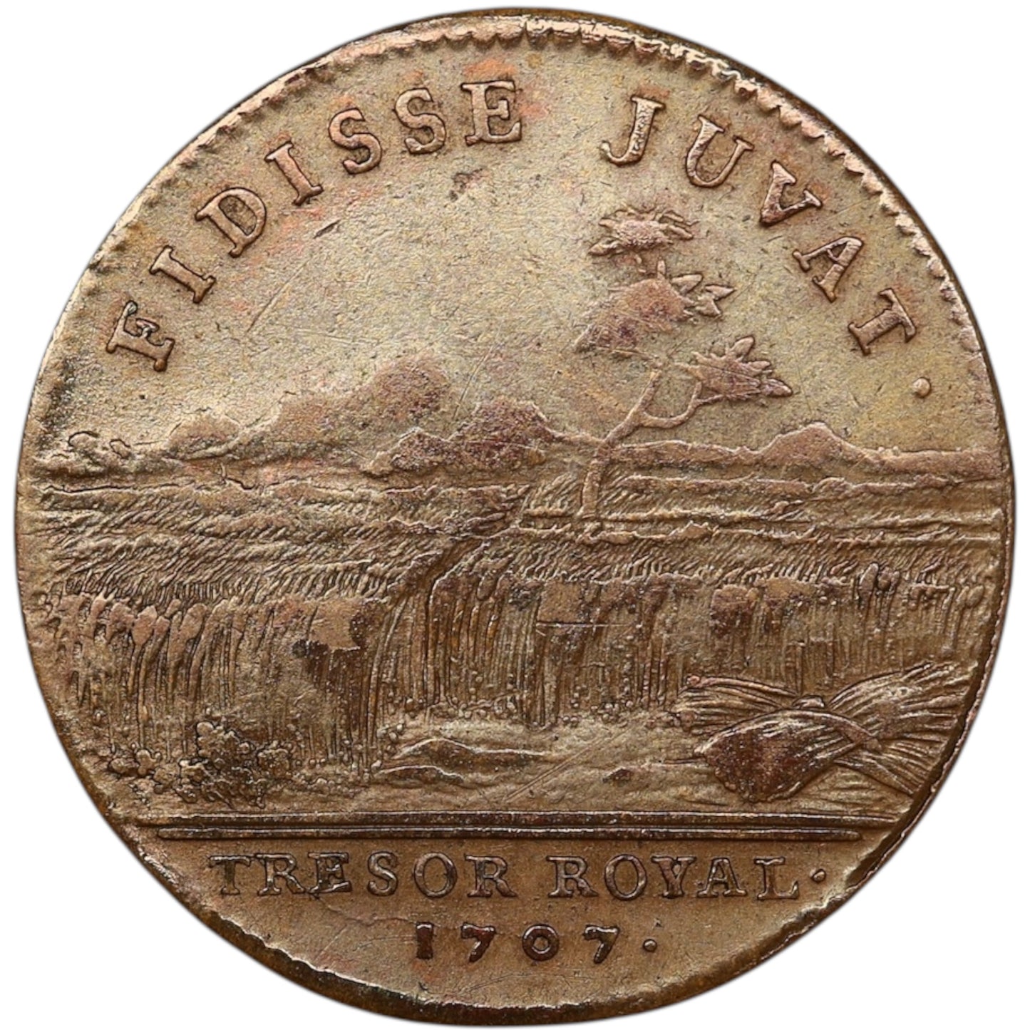 Jeton Louis XIV (1643-1715) Trésor Royal 1707 5.98 gr 28 mm