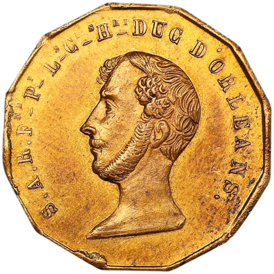 Ficha Duque de Orleans Recuerdo del deplorable acontecimiento del 13 de julio de 1842 5,23 gr