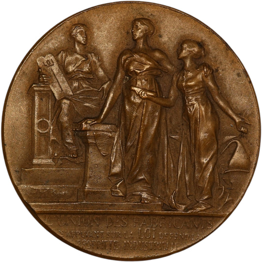 Médaille Union des fabricants répression de la contrefaçon 1877 Bronze 20.75 gr