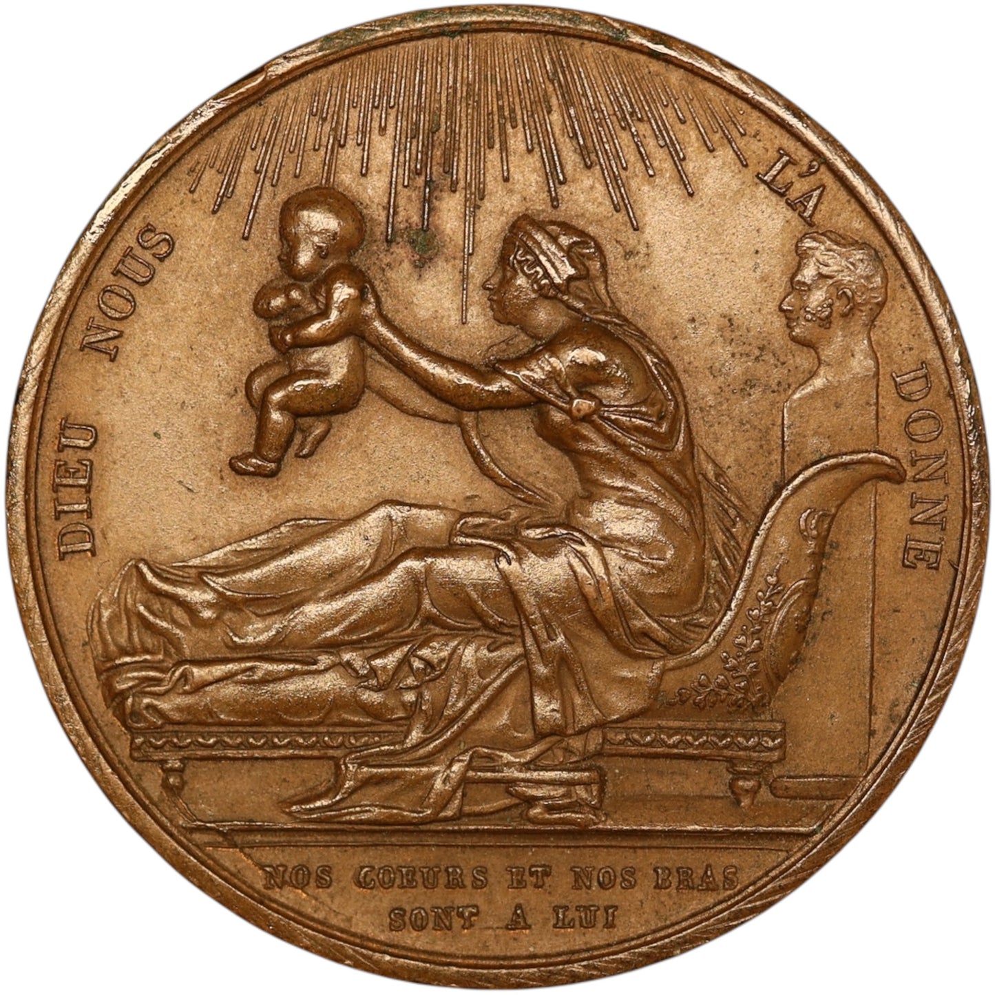 Médaille Naissance Duc de Bordeaux Comte de Chambord 29 septembre 1820 Bronze 30.79 gr