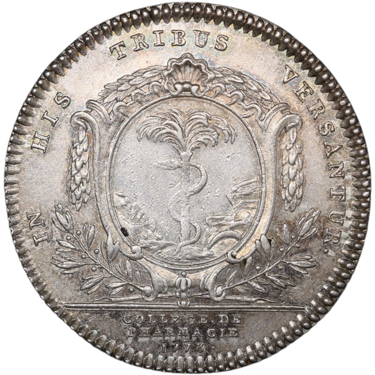 Louis XVI token (1774–1793) Pharmacy College 1778 Silver 9.47 Gr 31 mm