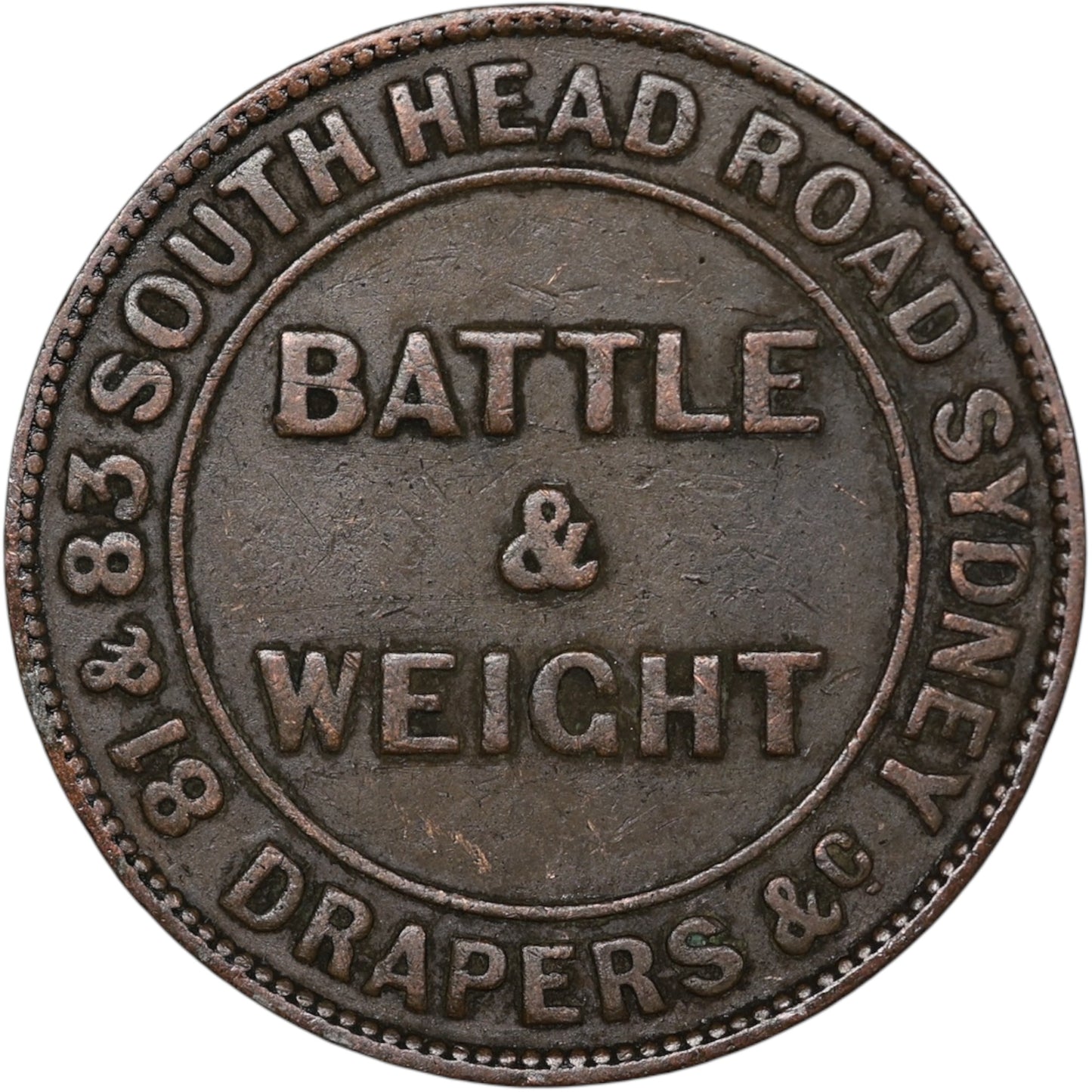 Australie Token Drapers Sydney Battle & Weight 14.4 gr