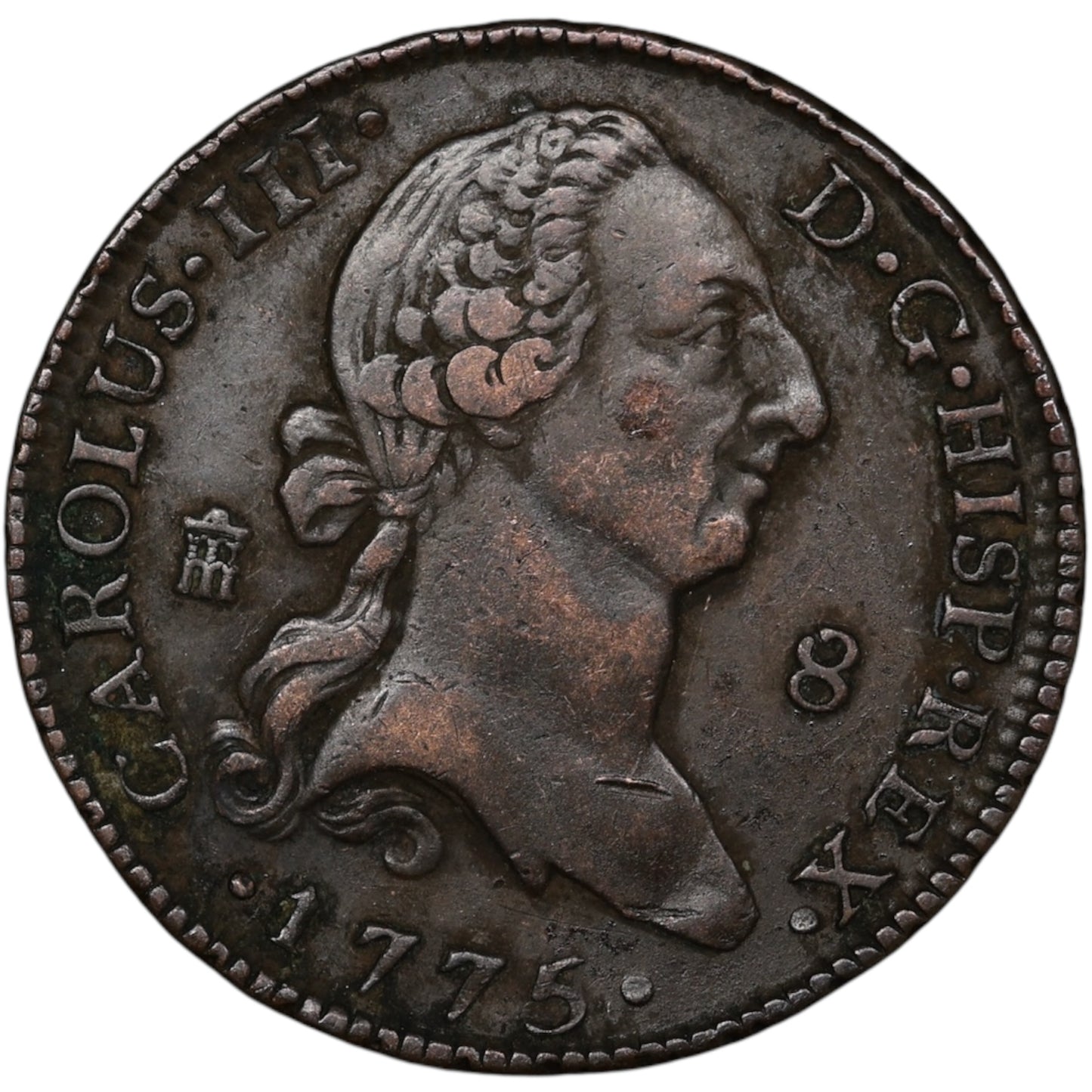 Espagne 8 Maravedis 1775 Carolus III 11.28 gr