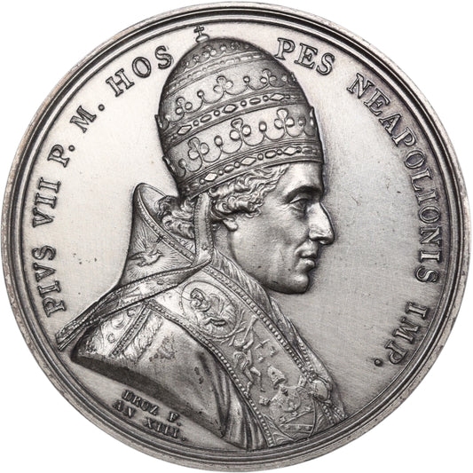 Médaille Sacre Napoléon Ier 1804 Argent Notre Dame de Paris Pivs VII 1967 Argent 34.55 gr