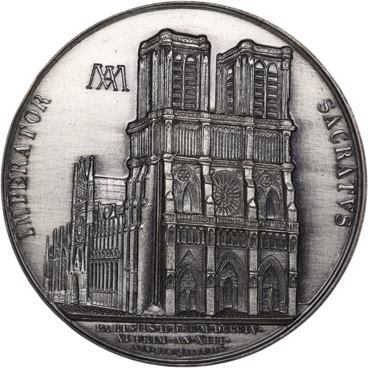 Médaille Sacre Napoléon Ier 1804 Argent Notre Dame de Paris Pivs VII 1967 Argent 34.55 gr