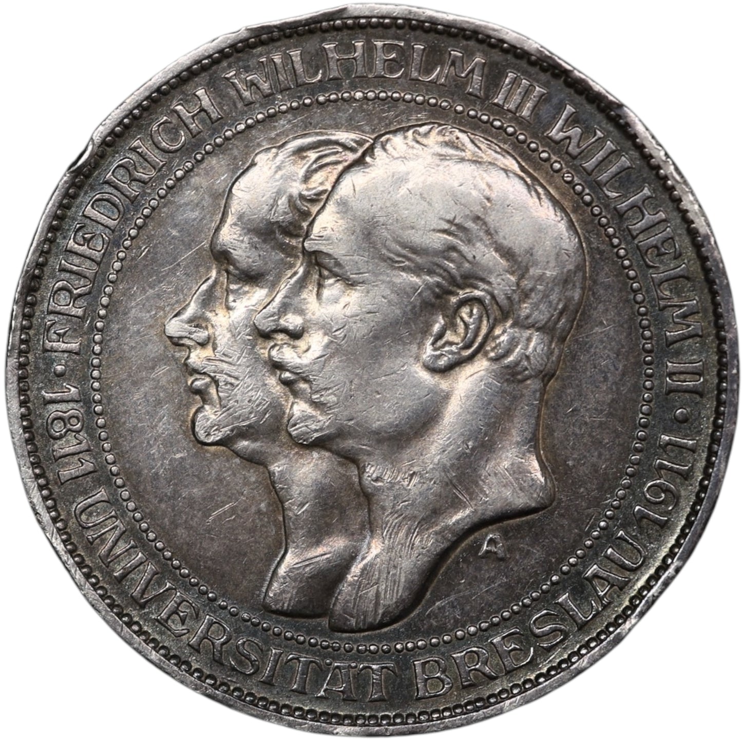 Allemagne Prusse 3 Mark 1911 A Berlin Université de Breslau Argent 33 mm 16.6 gr