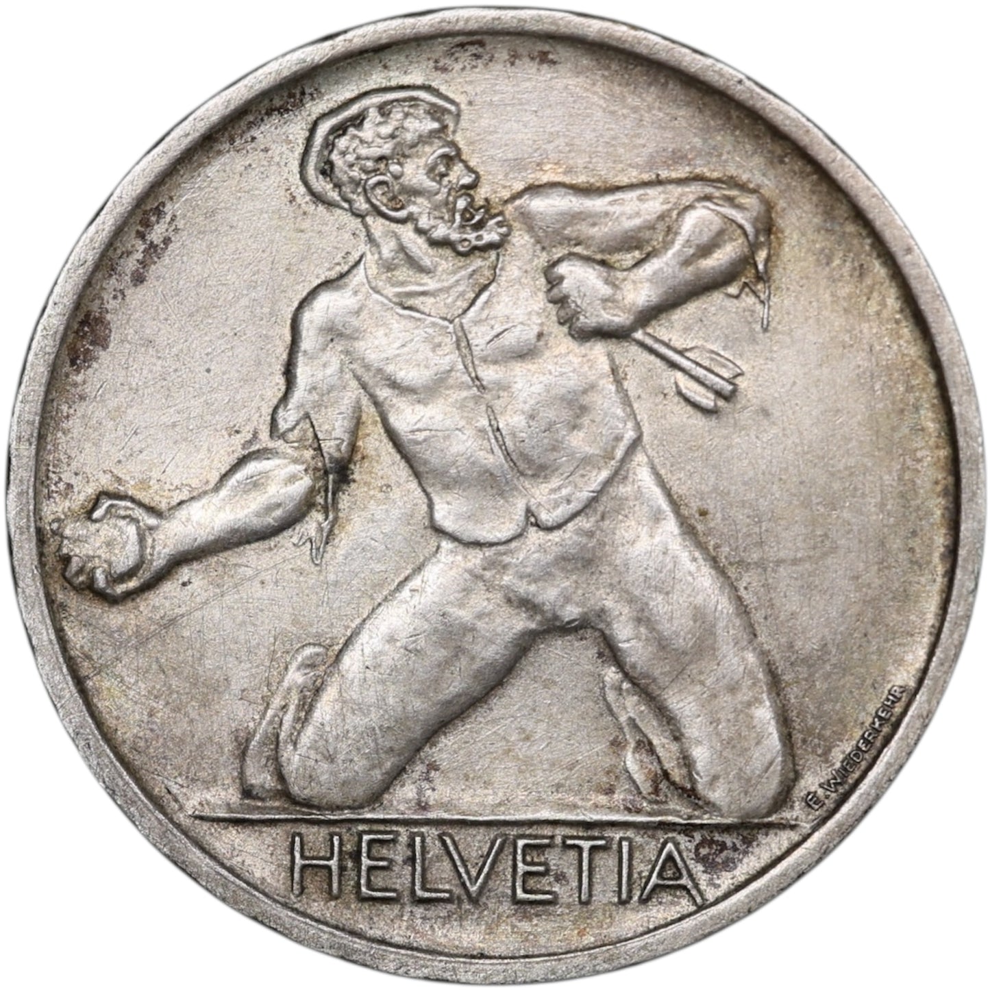 Suisse Helvetia 5 francs 1944 Bataille de la Birse Argent 14.84 gr