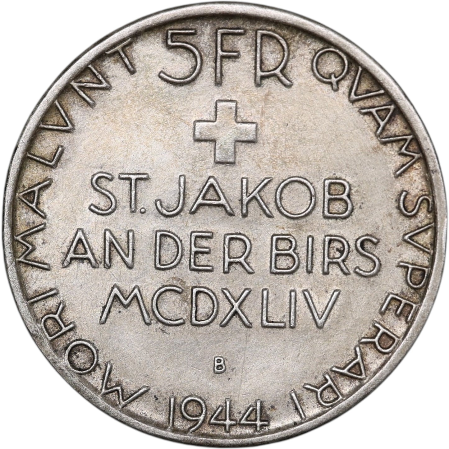 Suisse Helvetia 5 francs 1944 Bataille de la Birse Argent 14.84 gr