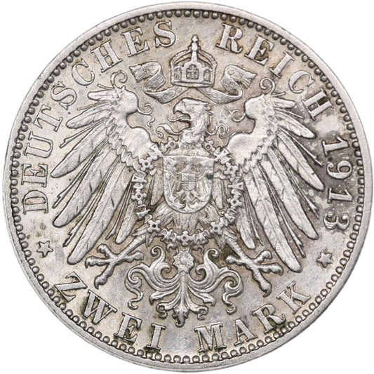 Allemagne Prusse Wilhelm II (1891-1918) 2 Mark 1913 F Argent 11.11 gr