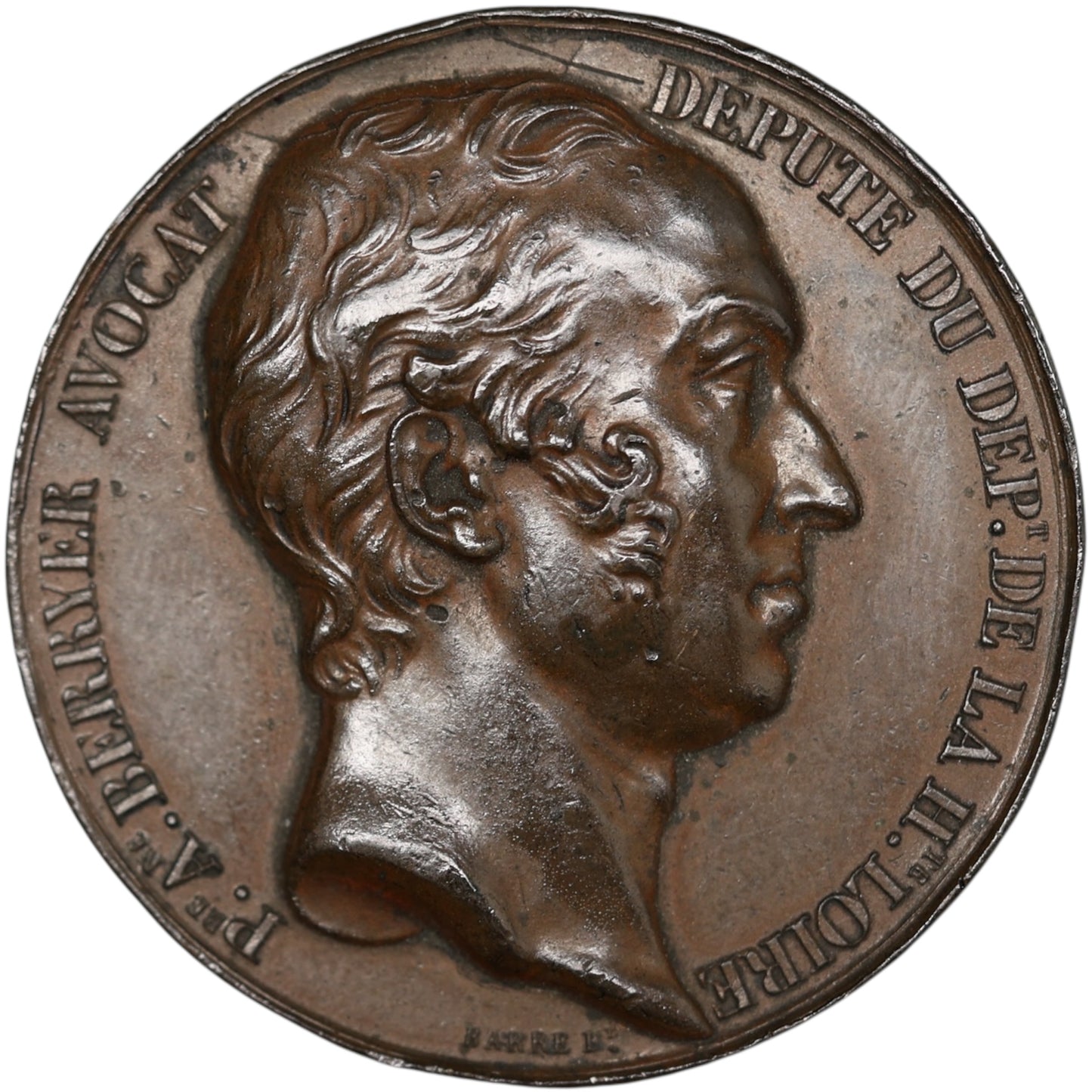 Medalla Berryer Abogado 1833 Diputado del Alto Loira 35,80 gr 41 mm Bronce