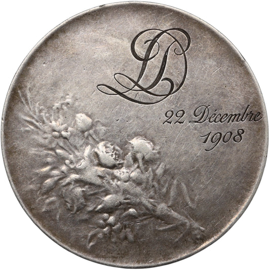 Medal of Marriage and Love December 22, 1908 Silver by Vernon 33.76 gr