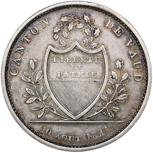Suisse Canton de Vaud 1 Franc 1845 Argent 7.17 gr