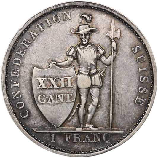 Suisse Canton de Vaud 1 Franc 1845 Argent 7.17 gr
