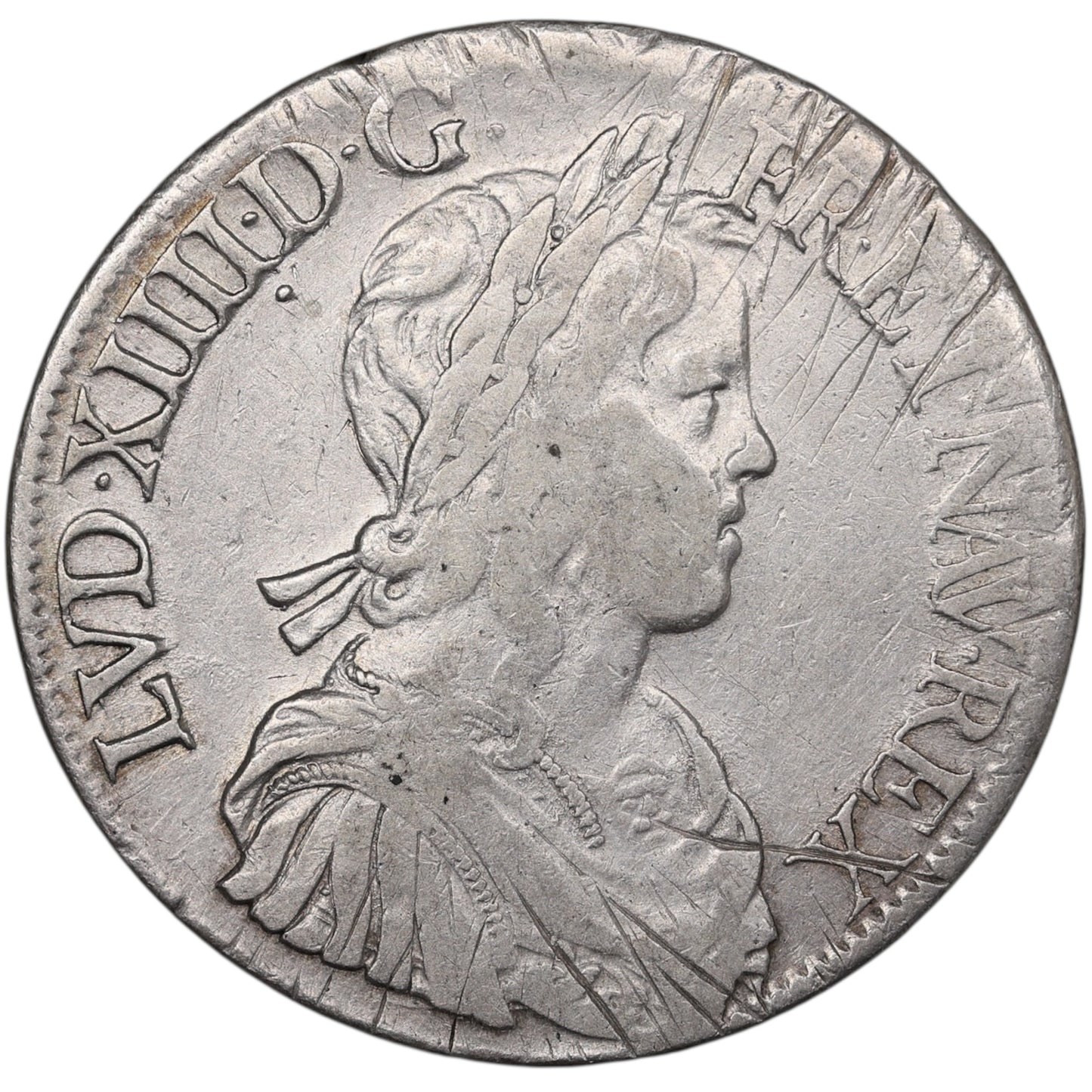 Louis XIV (1643-1715) Écu à la mèche longue 1653 A Paris Argent 27.16 gr