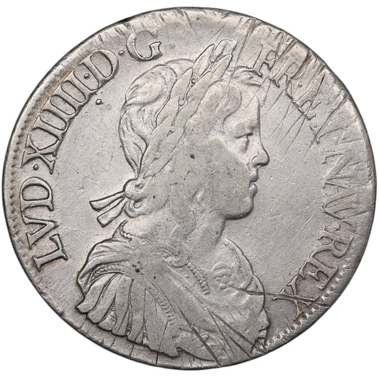 Louis XIV (1643-1715) Écu à la mèche longue 1653 A Paris Argent 27.16 gr