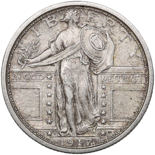 États-Unis USA Quarter dollar 1917 D Denver Argent 6.27 gr