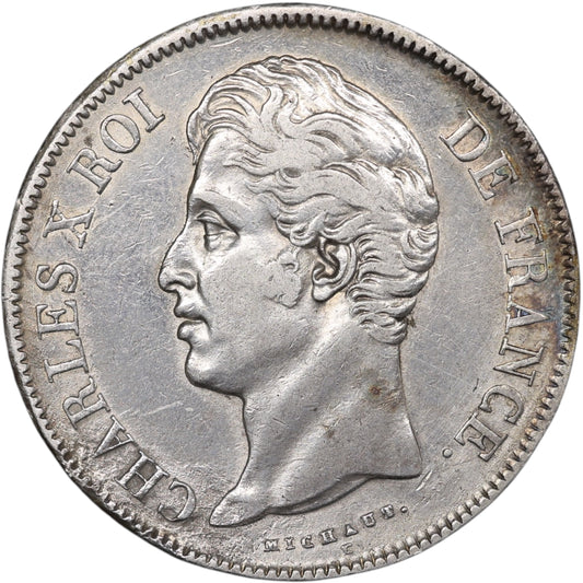Carlos X (1824-1830) 5 Francos Plata 1828 M Toulouse 24,81 gr