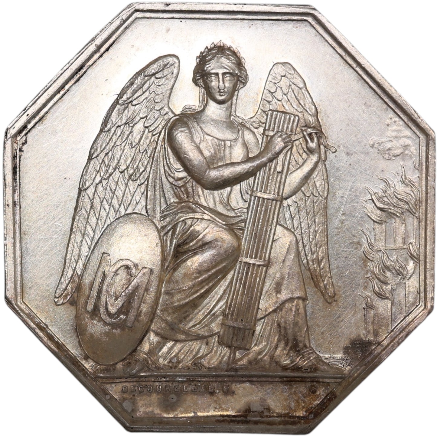 Ficha de seguro El centro mutuo contra el fuego 30 de mayo de 1853 Plata 19.09gr 36mm