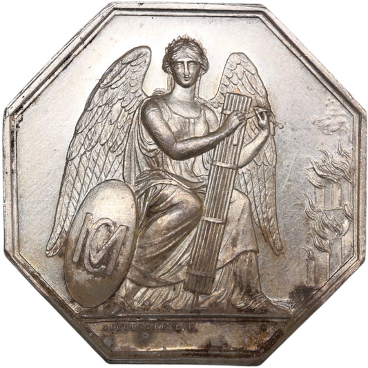 Ficha de seguro El centro mutuo contra el fuego 30 de mayo de 1853 Plata 19.09gr 36mm