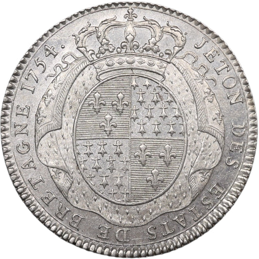 Jeton Louis XV (1715-1774) Etats de Bretagne (Rennes) 1754 Argent 6.88 gr