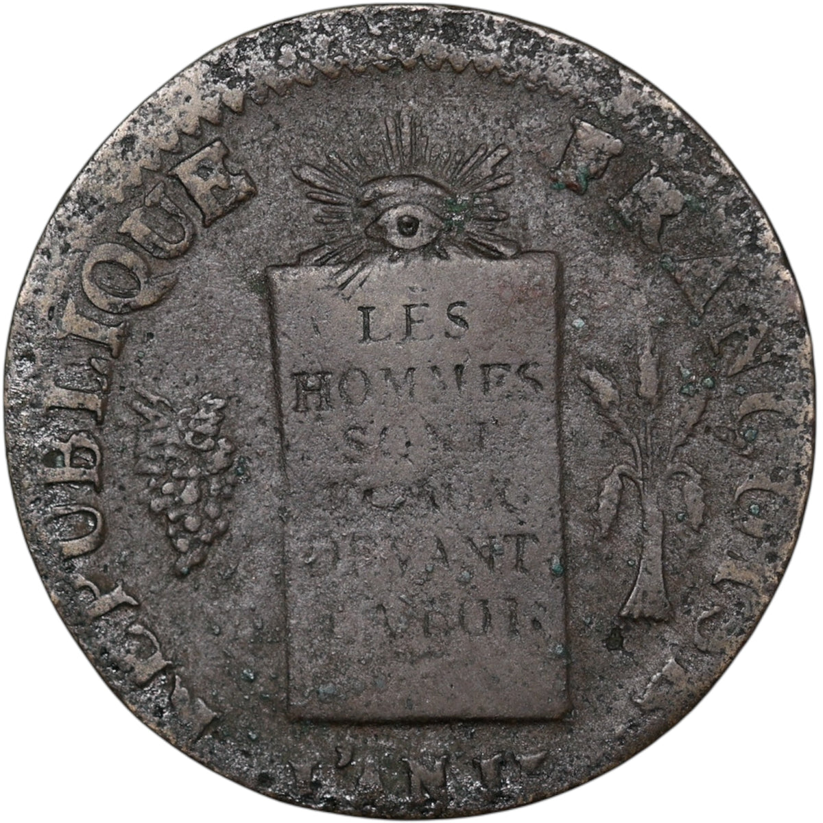 Constitution (1791-1793) 2 Sols à la balance 1793 Vaquette Pau 25.10 gr