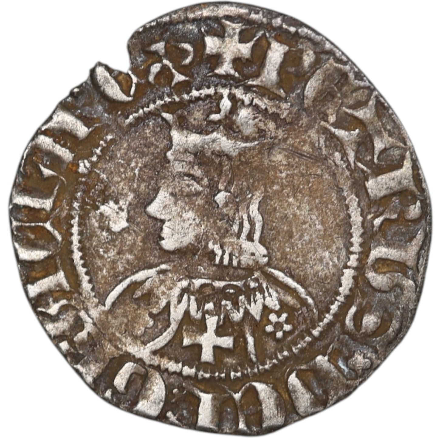 Espagne Catalogne Royaume d'Aragon Petrus III (1336-1387) Croat Barcelone Ag 2.68 gr