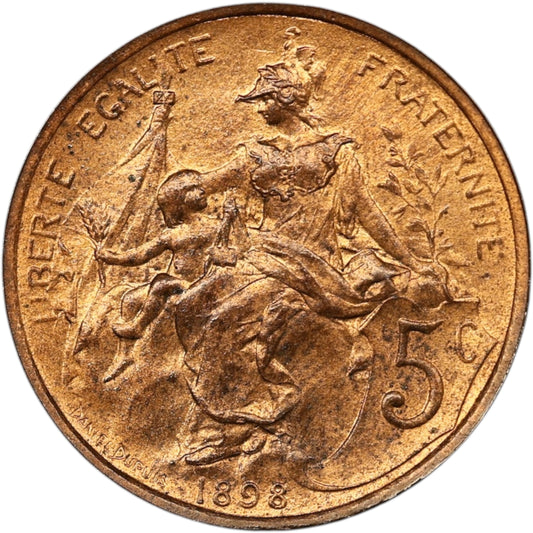 5 Céntimos 1898 Daniel Dupuis Bronce - 4,83 gr - G. 165