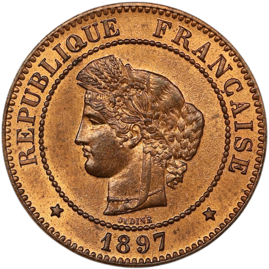 Ceres 5 Céntimos 1897 A París Bronce - 5,00 gr - G. 157a