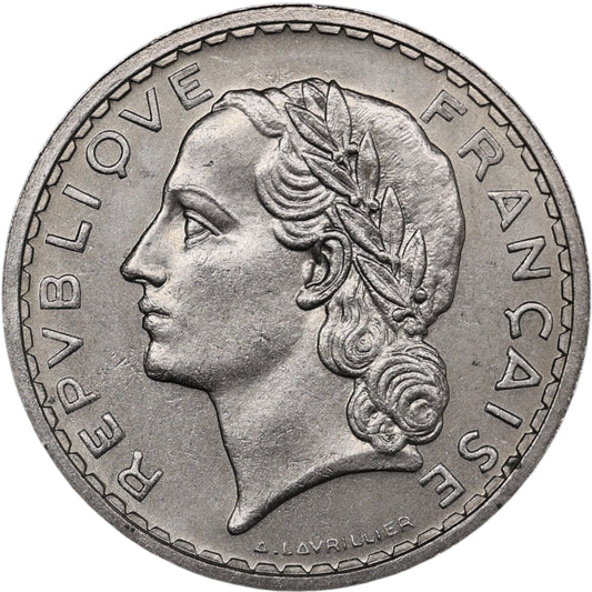 Lavrillier 5 francos 1938 Níquel 11,96 gr G. 760 SUP