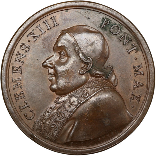 Medalla Vaticano y Estados Pontificios Clemente XIII (1758-1759) Liberalitas Redvx De Cropanese 43 mm 30,51 gr