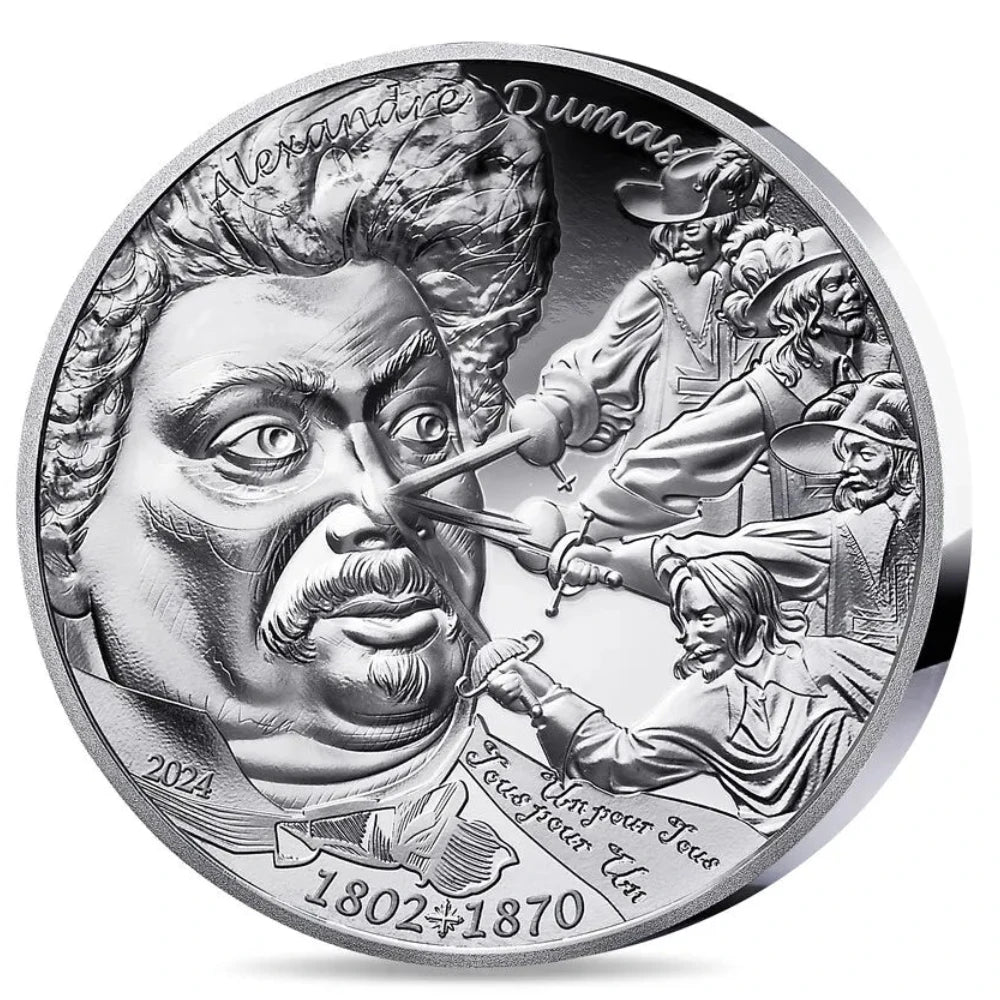 Monnaie de Paris 20 Euros 2024 BE L'Art de la Plume Alexandre Dumas Argent 1 oz Dans son coffret