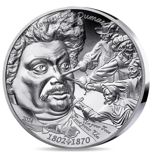 Monnaie de Paris 20 Euros 2024 BE L'Art de la Plume Alexandre Dumas Argent 1 oz Dans son coffret