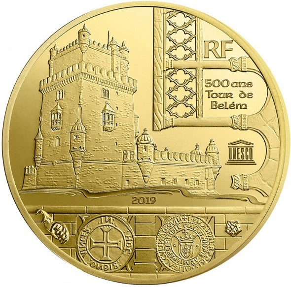 Monnaie de Paris 5 Euros Or 2019 BE Monastère des Hiéronymites et tour de Belém / Vasco de Gama 0,5 gr Dans son coffret