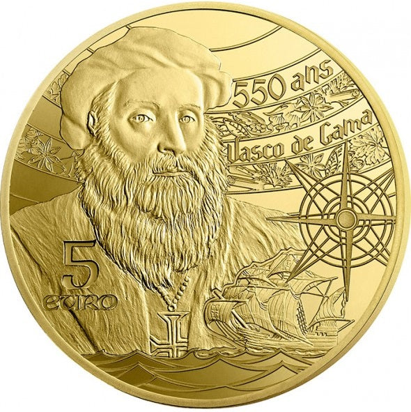 Monnaie de Paris 5 Euros Or 2019 BE Monastère des Hiéronymites et tour de Belém / Vasco de Gama 0,5 gr Dans son coffret
