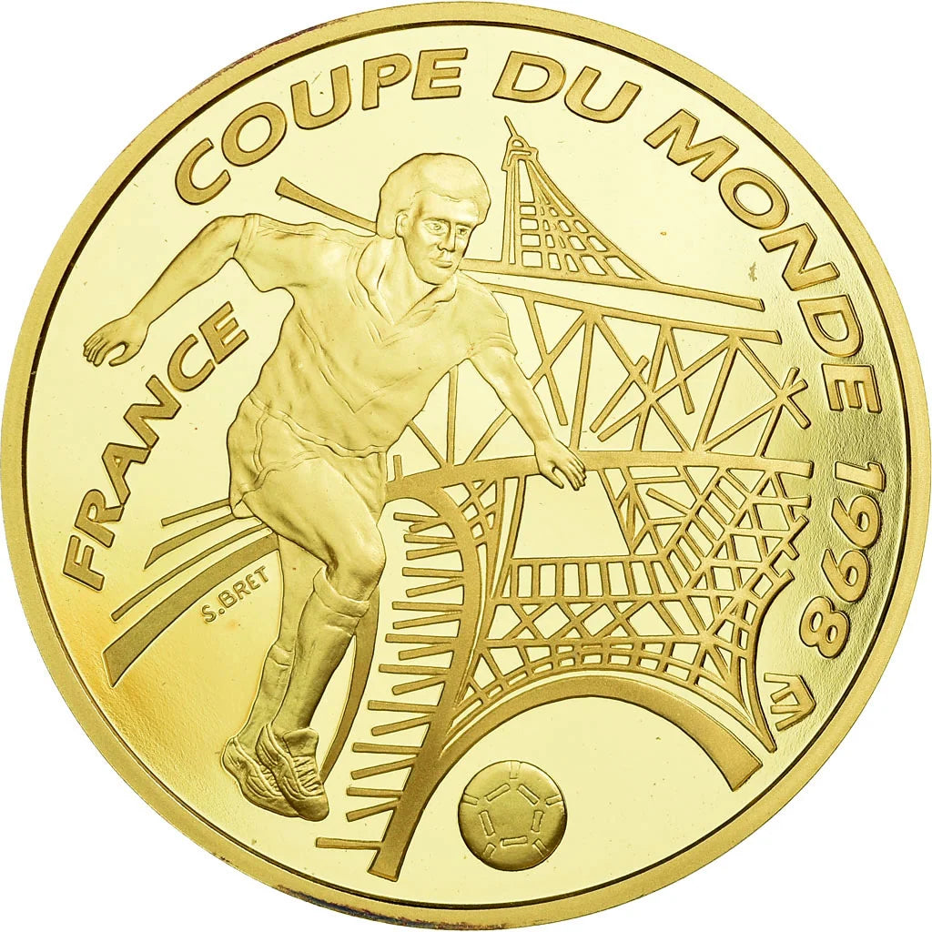 Monnaie de Paris 100 Francs 1996 Coupe du monde de Football 1998 Or Dans son coffret